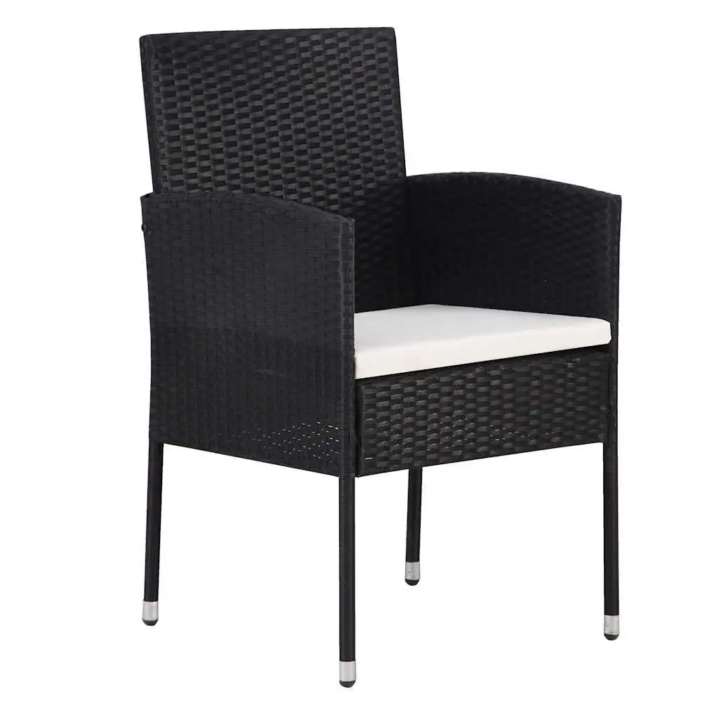 Garden Dining Set Outdoor Furniture 5 Pcs Black Poly Rattan Table Chairs with