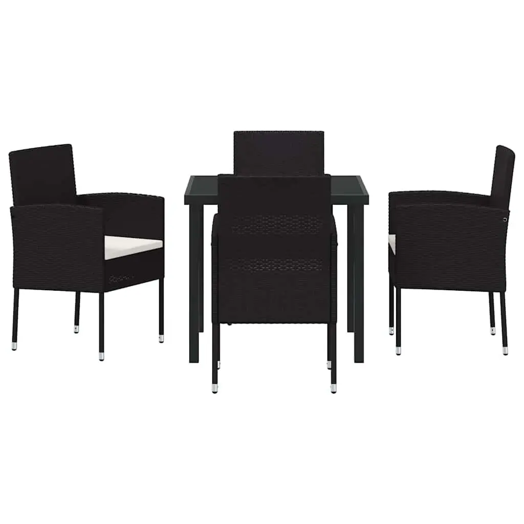 Garden Dining Set Outdoor Furniture 5 Pcs Black Poly Rattan Table Chairs with