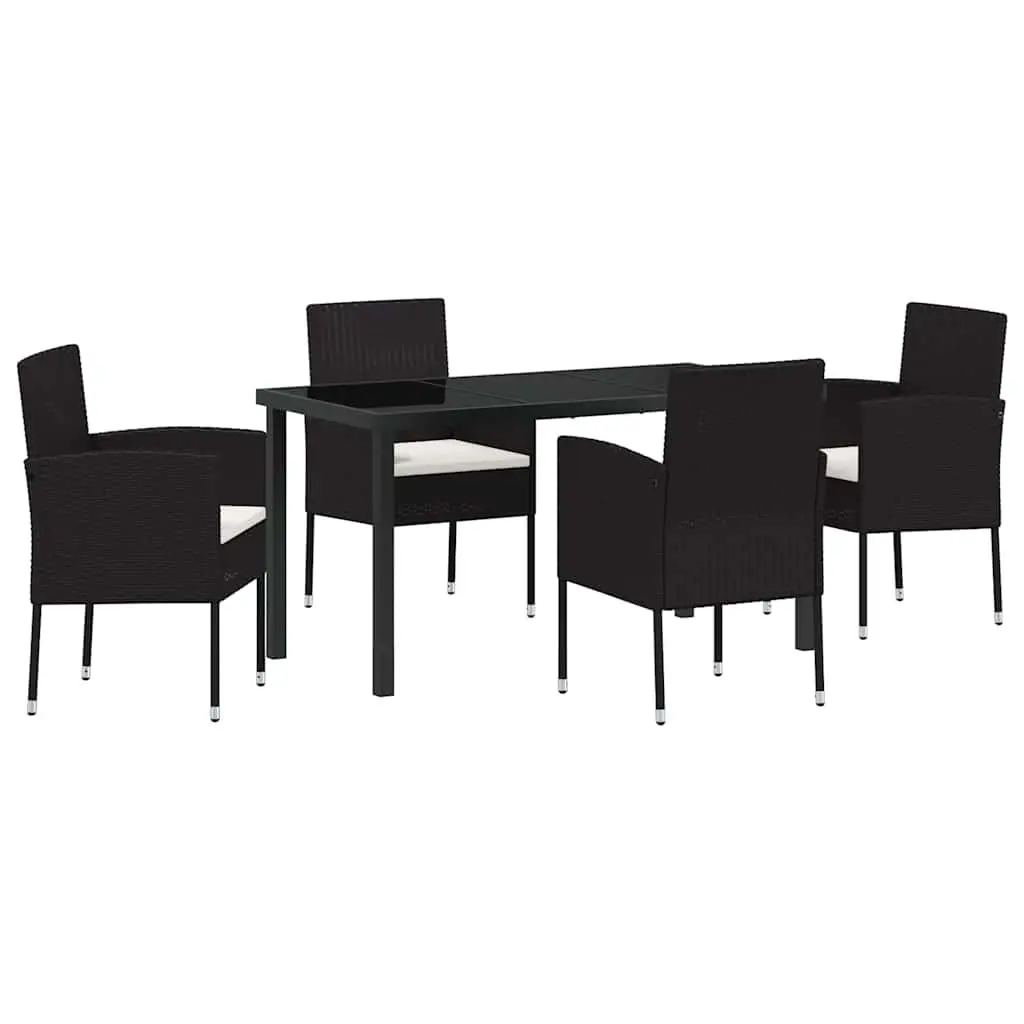 Garden Dining Set Modern 5 Pieces Outdoor Furniture Table with Cushions Black