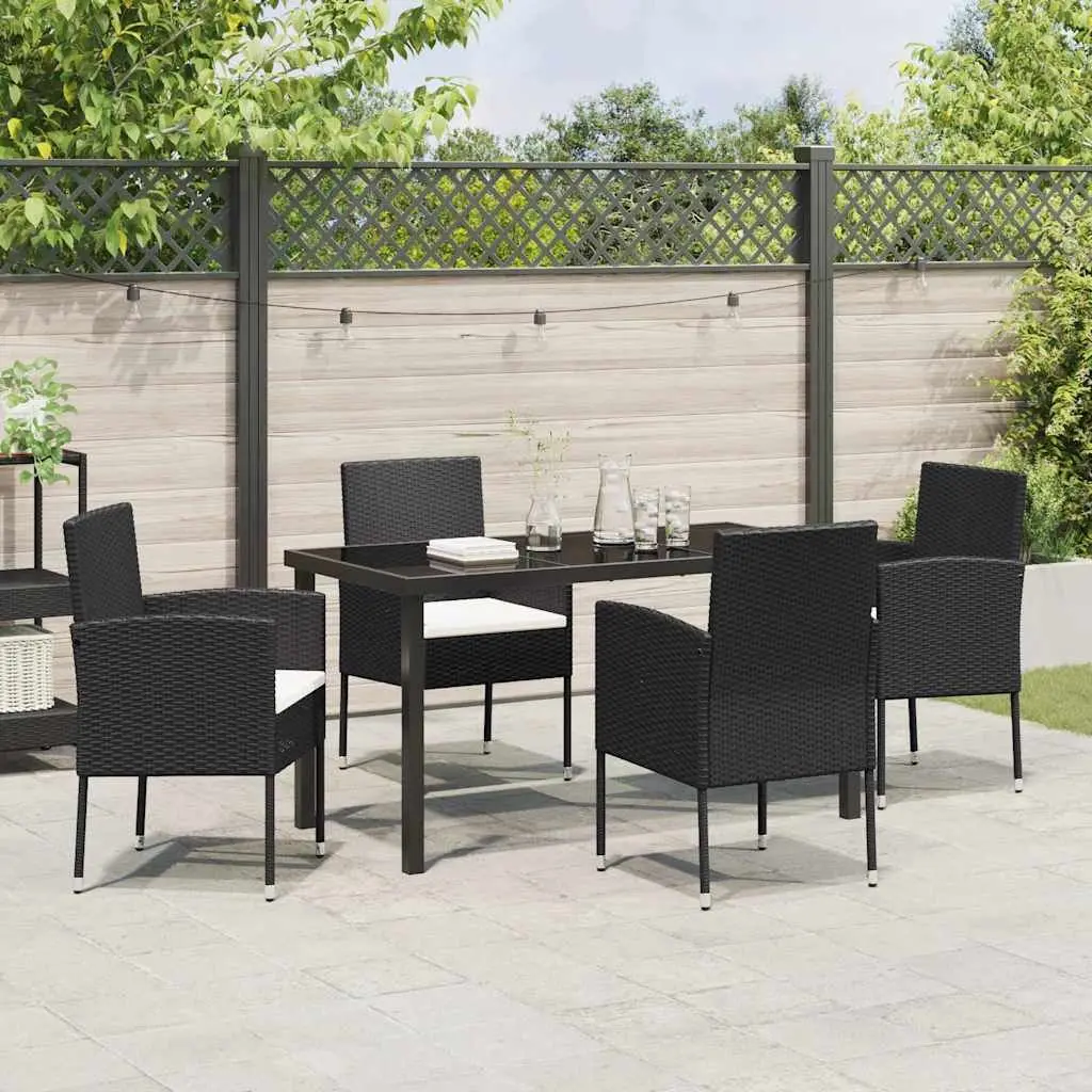 Garden Dining Set Modern 5 Pieces Outdoor Furniture Table with Cushions Black