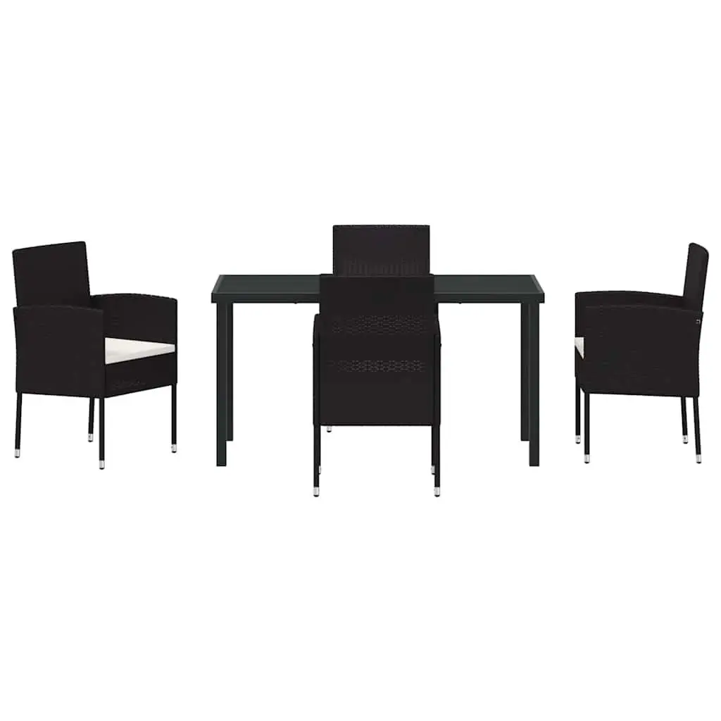 Garden Dining Set Modern 5 Pieces Outdoor Furniture Table with Cushions Black