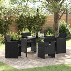 Garden Dining Set 5 Piece Outdoor Furniture Table Chairs Poly Rattan Black