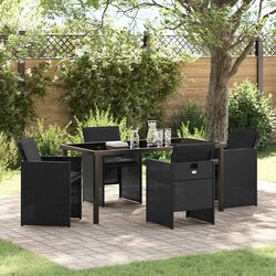 Friendly 5-Piece Black Outdoor Dining Set with Cushions