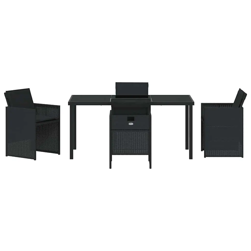 Garden Dining Set 5 Pieces Black Outdoor Furniture Patio Table Chairs Cushions