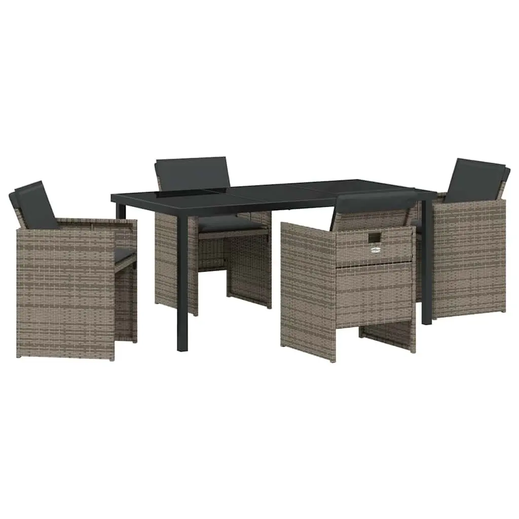 Garden Dining Set Modern 5 Piece Outdoor Furniture Table Chairs Grey Poly Rattan