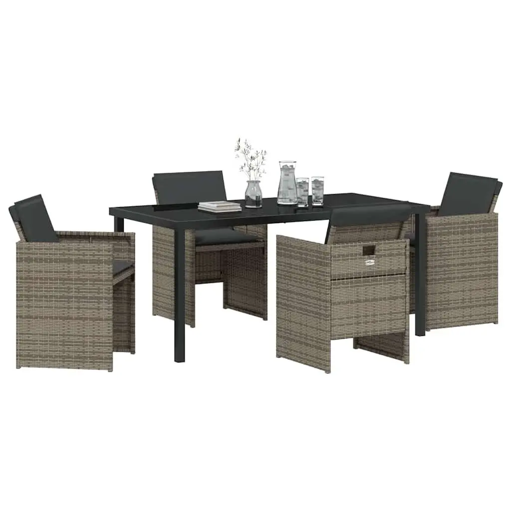 Garden Dining Set Modern 5 Piece Outdoor Furniture Table Chairs Grey Poly Rattan