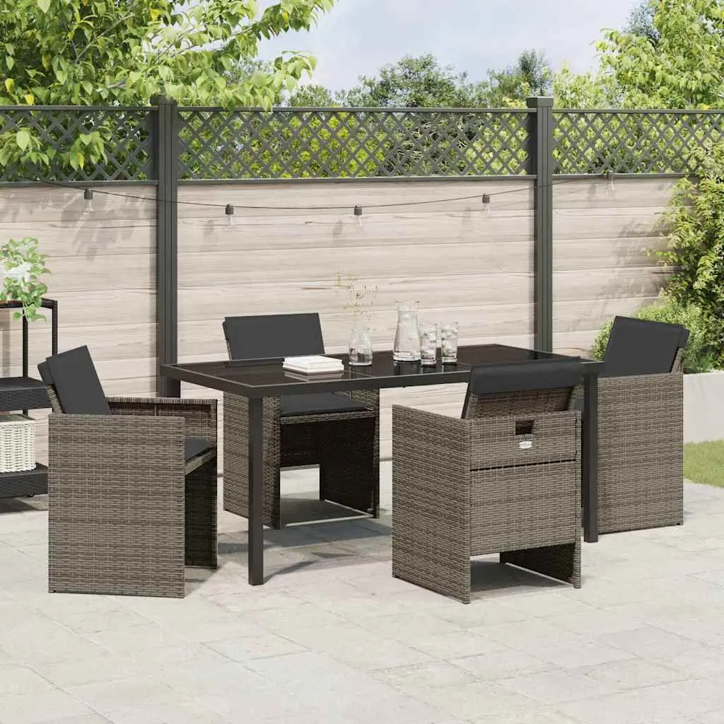 Garden Dining Set Modern 5 Piece Outdoor Furniture Table Chairs Grey Poly Rattan