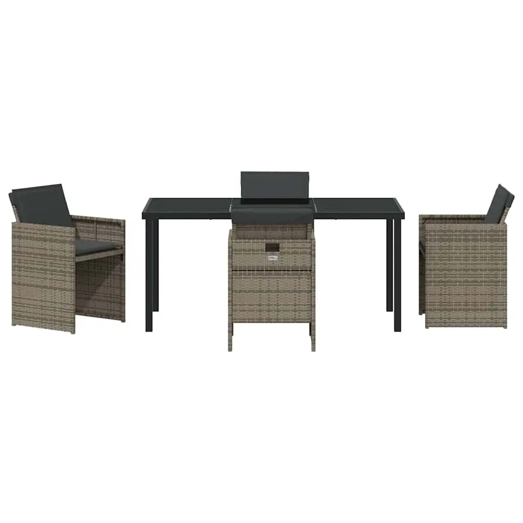 Garden Dining Set Modern 5 Piece Outdoor Furniture Table Chairs Grey Poly Rattan