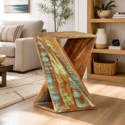 Side Table 35x35x55 cm Solid Reclaimed Wood Rustic End Table Accent Furniture