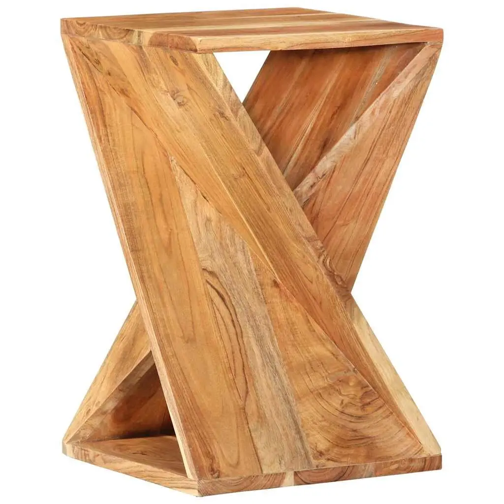 Solid Wood Acacia Side Table 35x35x55 cm Brown End Table Twisted Design