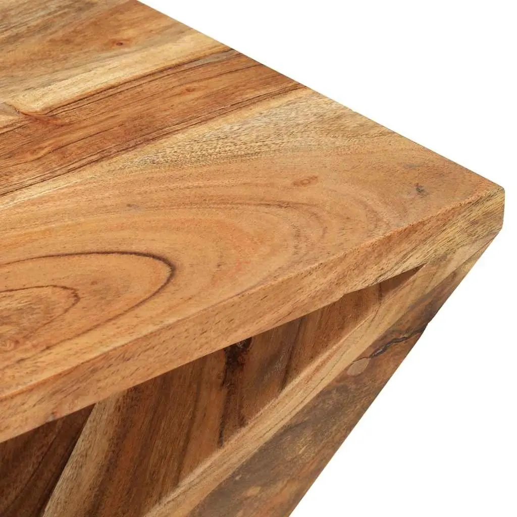 Solid Wood Acacia Side Table 35x35x55 cm Brown End Table Twisted Design