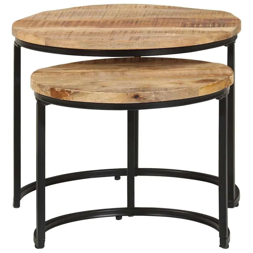 Nesting Tables Solid Wood Mango Brown 2 Piece Coffee Table Living Room Furniture