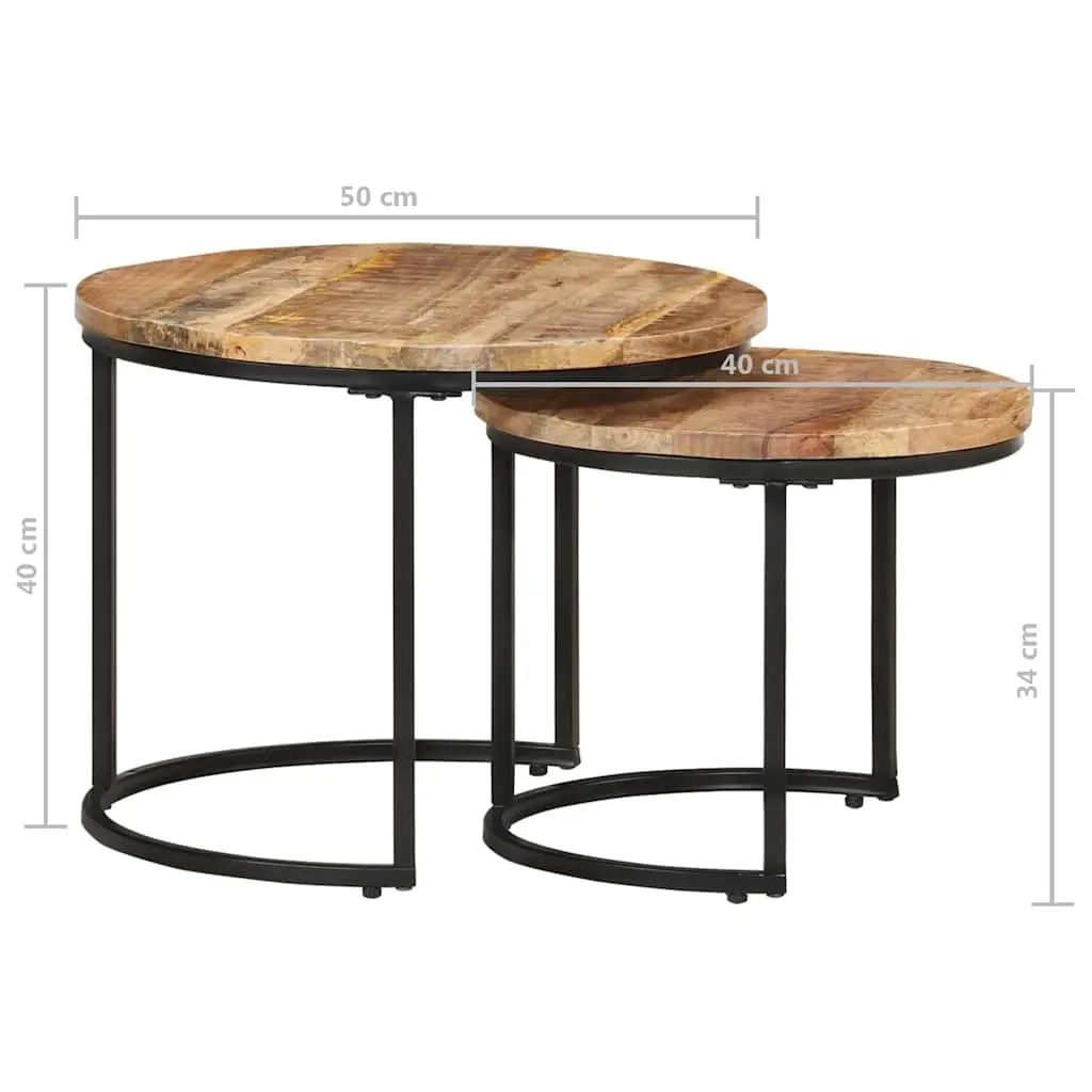 Nesting Tables Solid Wood Mango Brown 2 Piece Coffee Table Living Room Furniture