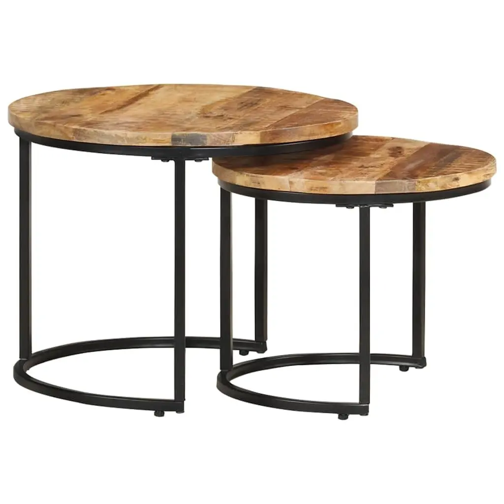 Nesting Tables Solid Wood Mango Brown 2 Piece Coffee Table Living Room Furniture