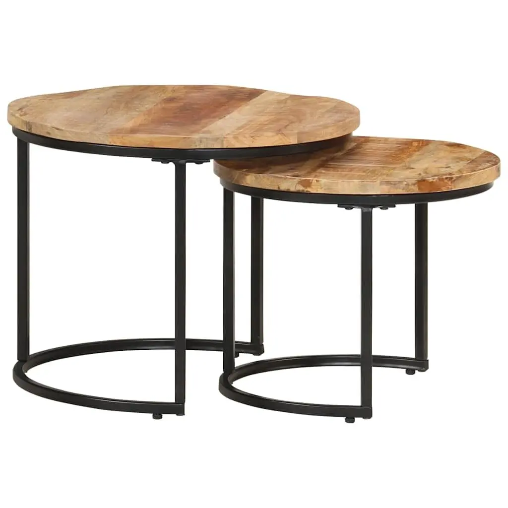 Nesting Tables Solid Wood Mango Brown 2 Piece Coffee Table Living Room Furniture