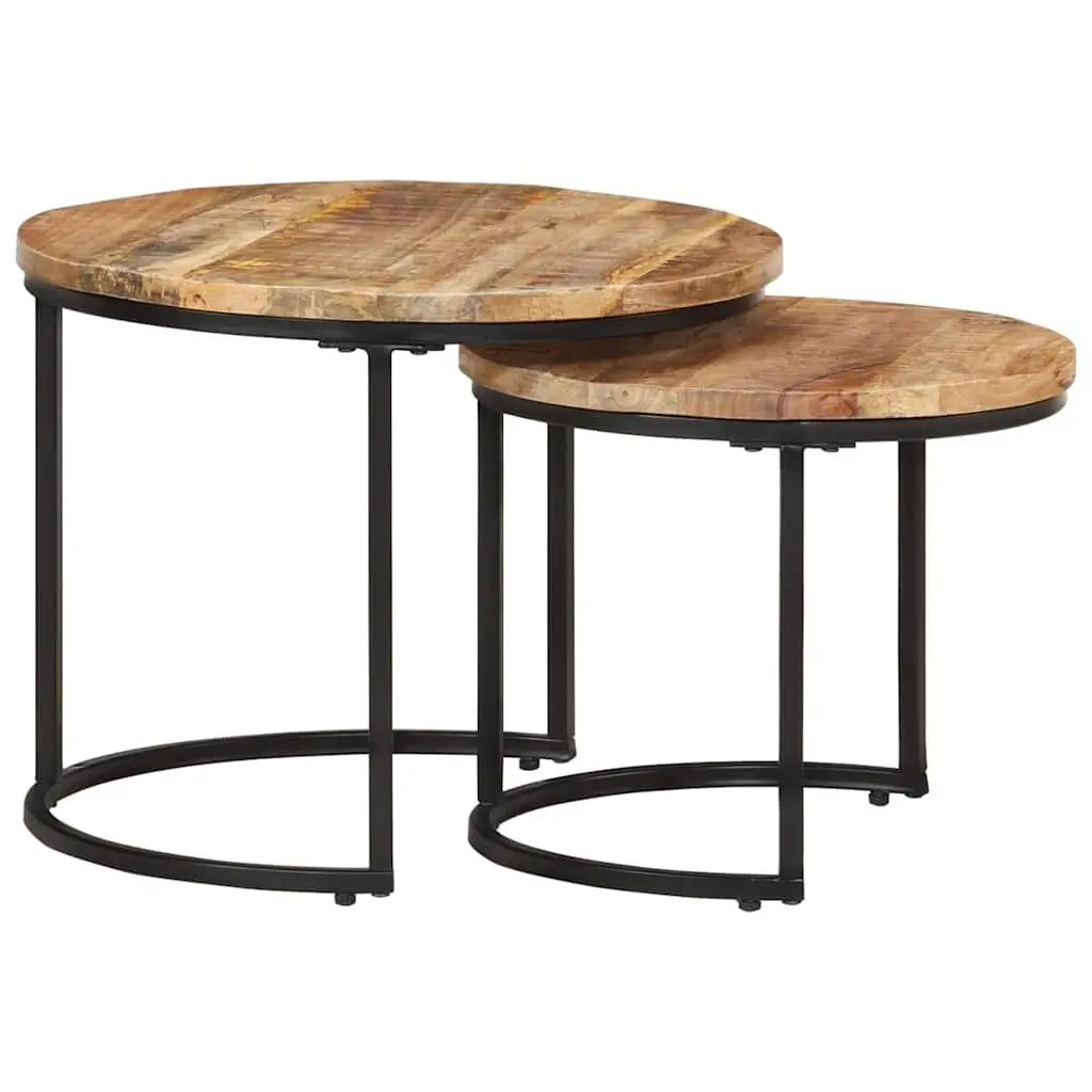 Nesting Tables Solid Wood Mango Brown 2 Piece Coffee Table Living Room Furniture