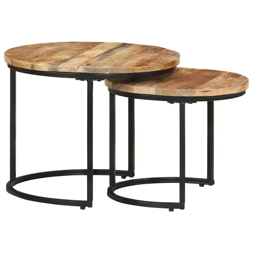 Nesting Tables Solid Wood Mango Brown 2 Piece Coffee Table Living Room Furniture
