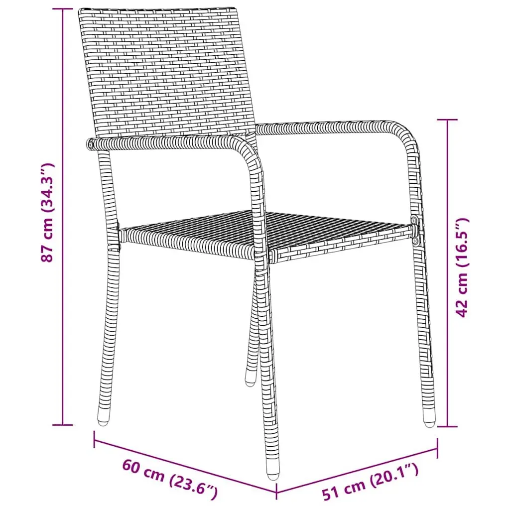 Outdoor Dining Set Modern Black Poly Rattan 5 Piece Garden Furniture with Cushion