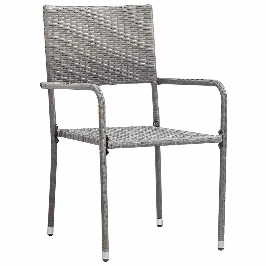 Garden Dining Set Grey Poly Rattan 5 Piece Outdoor Furniture with Cushions