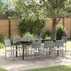 Friendly 9-Piece Grey Dining Set for Your Outdoor Space
