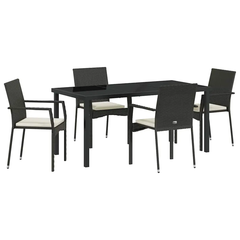 Garden Dining Set Black 5 Piece Outdoor Furniture Table Chair Cushion