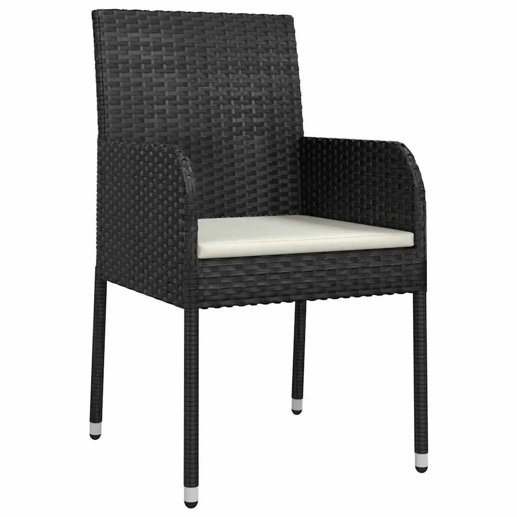 Garden Dining Set 3 Pieces Outdoor Furniture Cushioned Seating Black