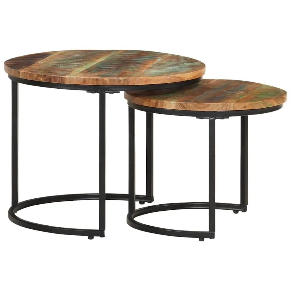 Nesting Tables Solid Reclaimed Wood Handmade Accent Coffee Table Set of 2