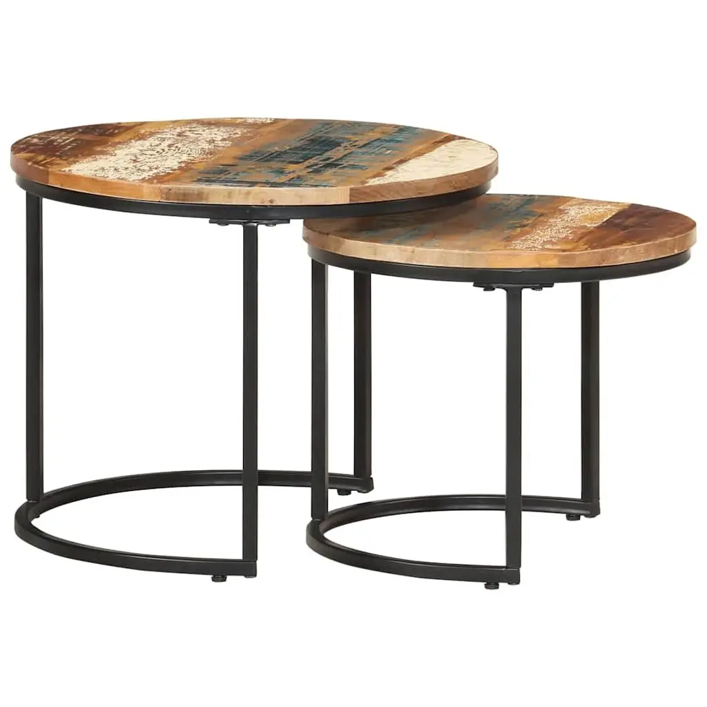 Nesting Tables Solid Reclaimed Wood Handmade Accent Coffee Table Set of 2