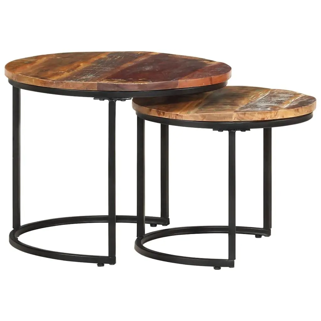 Nesting Tables Solid Reclaimed Wood Handmade Accent Coffee Table Set of 2