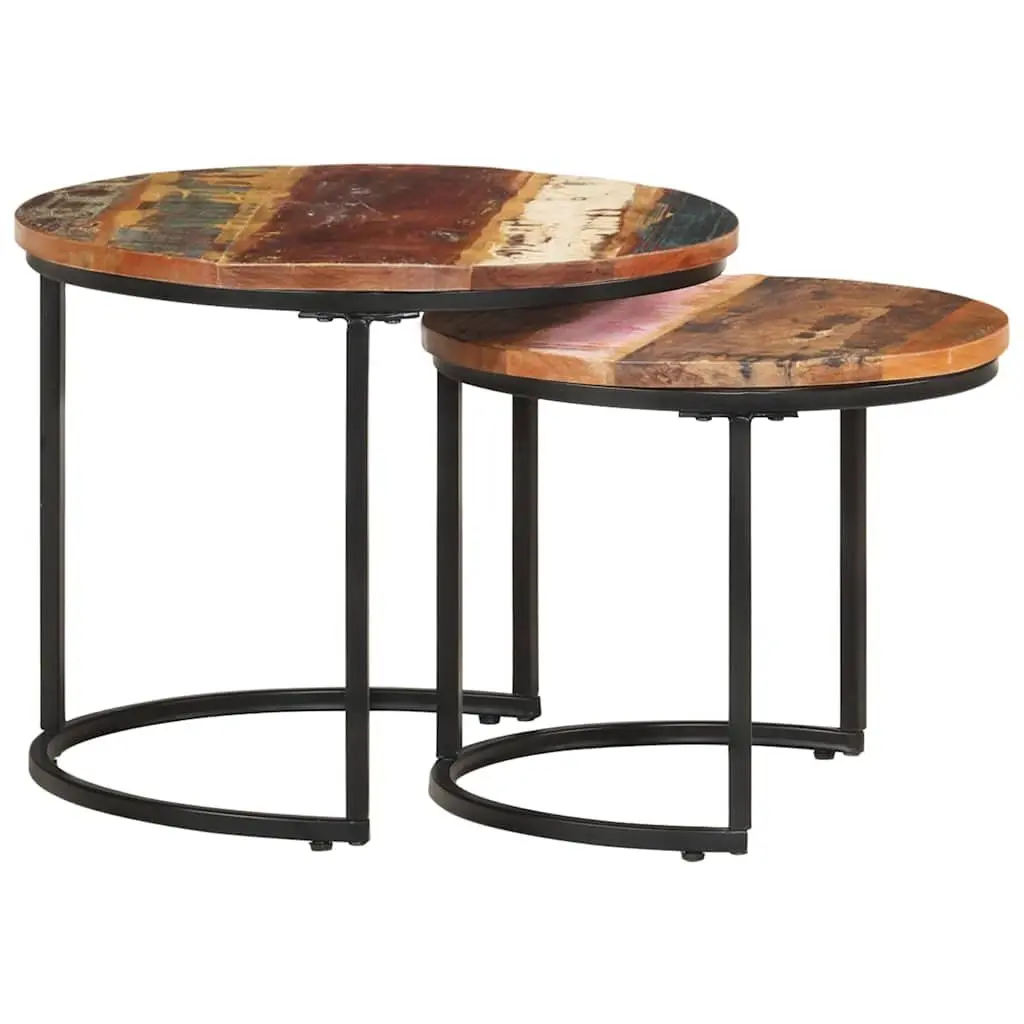 Nesting Tables Solid Reclaimed Wood Handmade Accent Coffee Table Set of 2