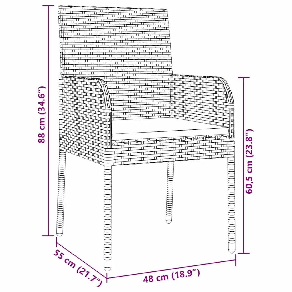 Garden Dining Set Poly Rattan Black 5 Piece Outdoor Furniture with Cushions