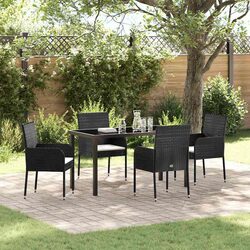 Friendly 5-Piece Garden Dining Set with Black Cushions