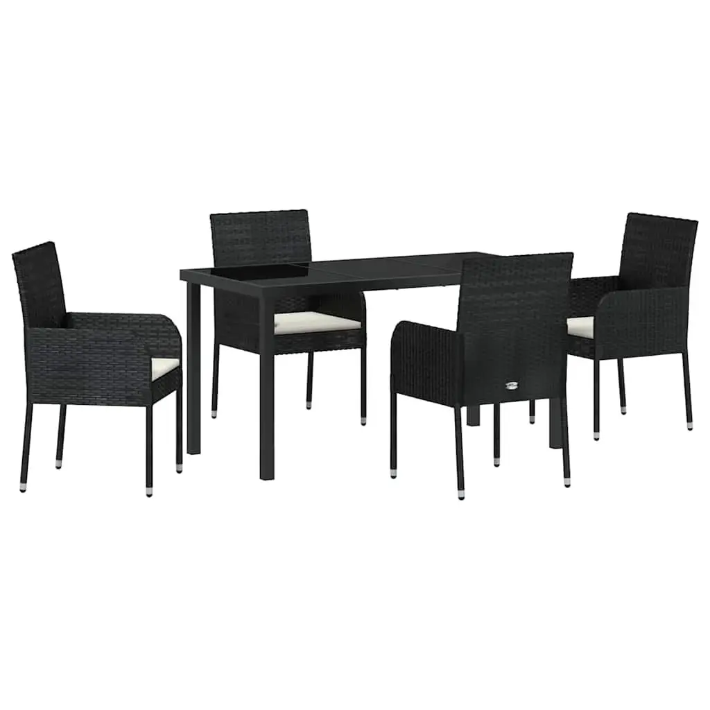 Garden Dining Set Contemporary Outdoor Furniture 5 Piece Black Poly Rattan