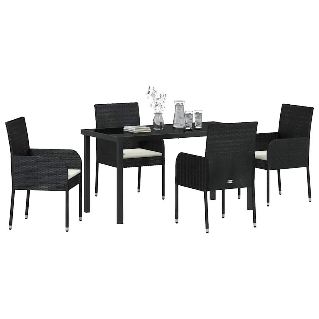 Garden Dining Set Contemporary Outdoor Furniture 5 Piece Black Poly Rattan