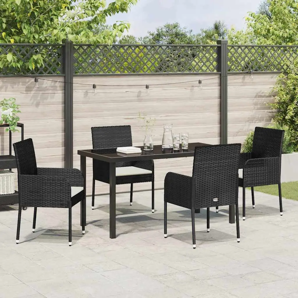 Garden Dining Set Contemporary Outdoor Furniture 5 Piece Black Poly Rattan
