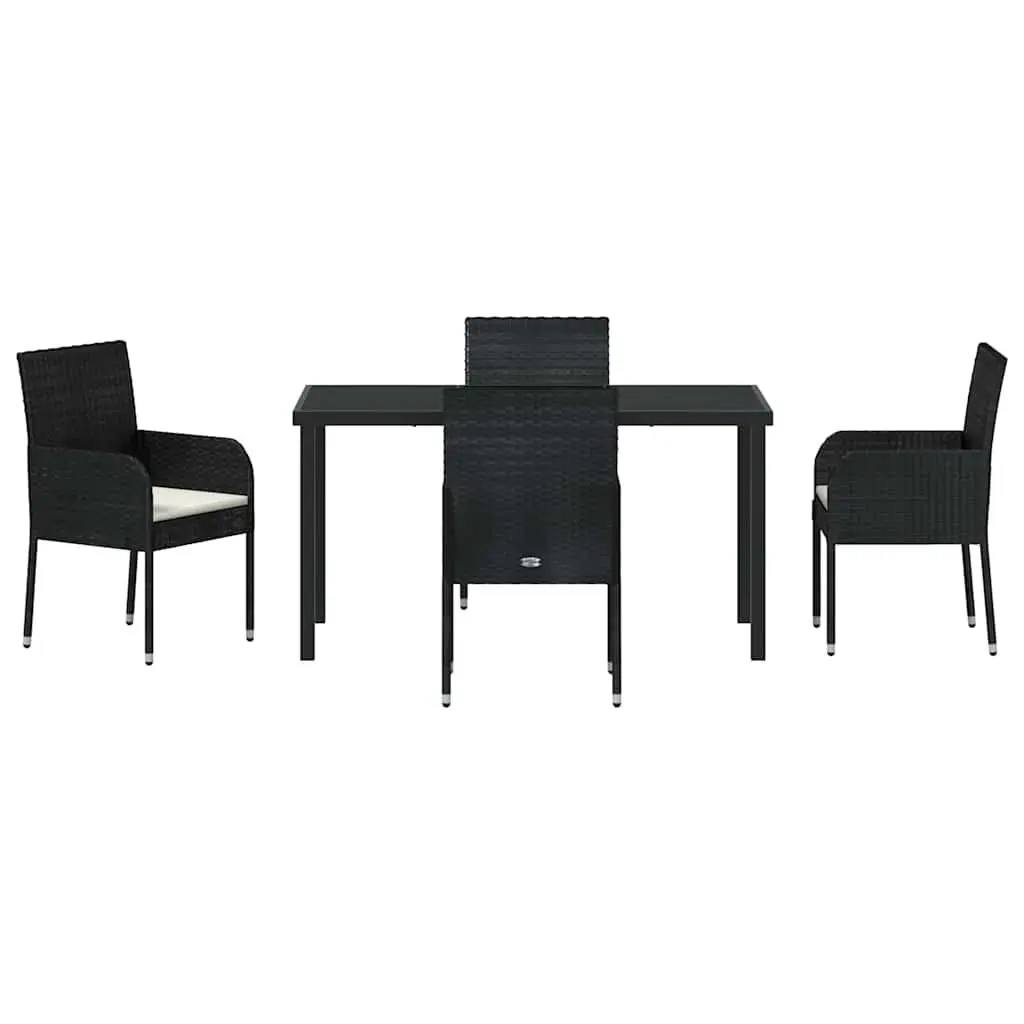 Garden Dining Set Contemporary Outdoor Furniture 5 Piece Black Poly Rattan