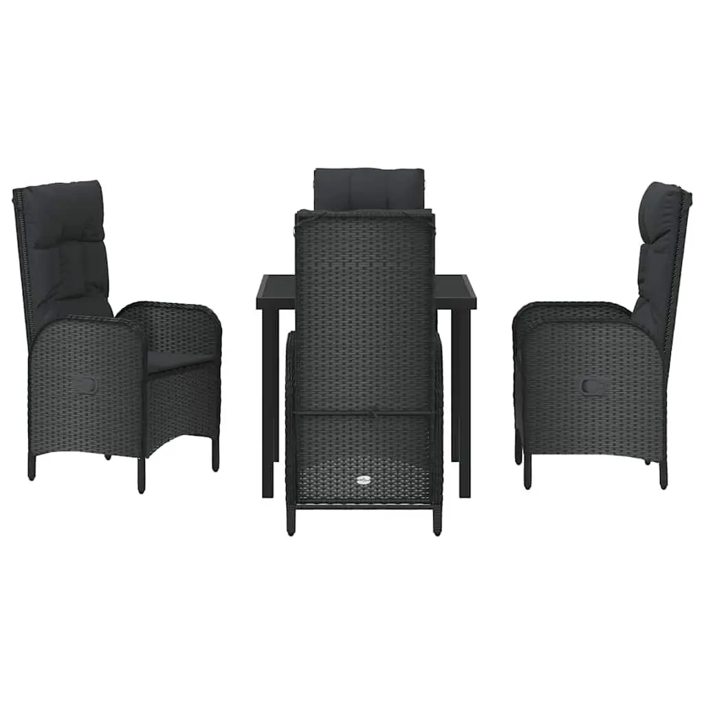 Outdoor Furniture Set 5 Piece Garden Dining Table and Chairs with Cushions Black