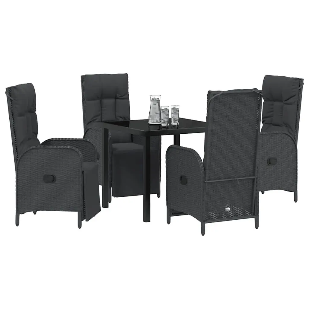 Garden Dining Set Modern 5 Piece Outdoor Furniture Patio Table Chair Cushion Black