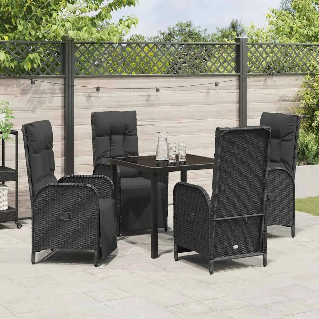 Garden Dining Set Modern 5 Piece Outdoor Furniture Patio Table Chair Cushion Black