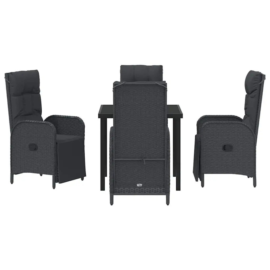 Garden Dining Set Modern 5 Piece Outdoor Furniture Patio Table Chair Cushion Black