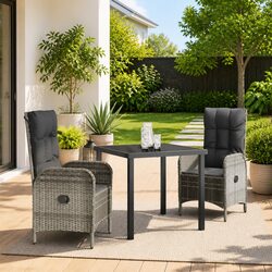 Friendly 3 Piece Grey Dining Set for Outdoor Enjoyment