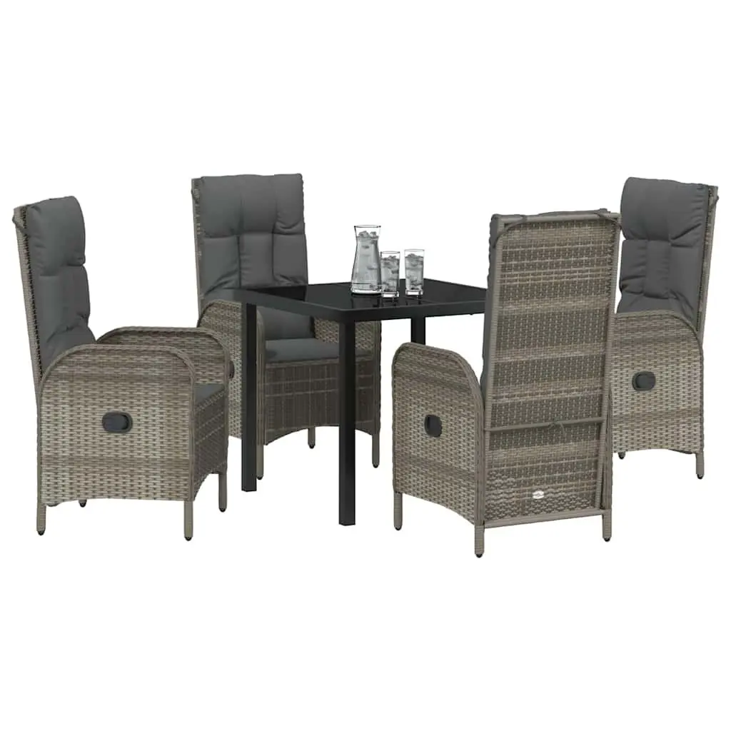 Garden Dining Set Modern Grey Poly Rattan 5 Pieces Outdoor Patio Furniture
