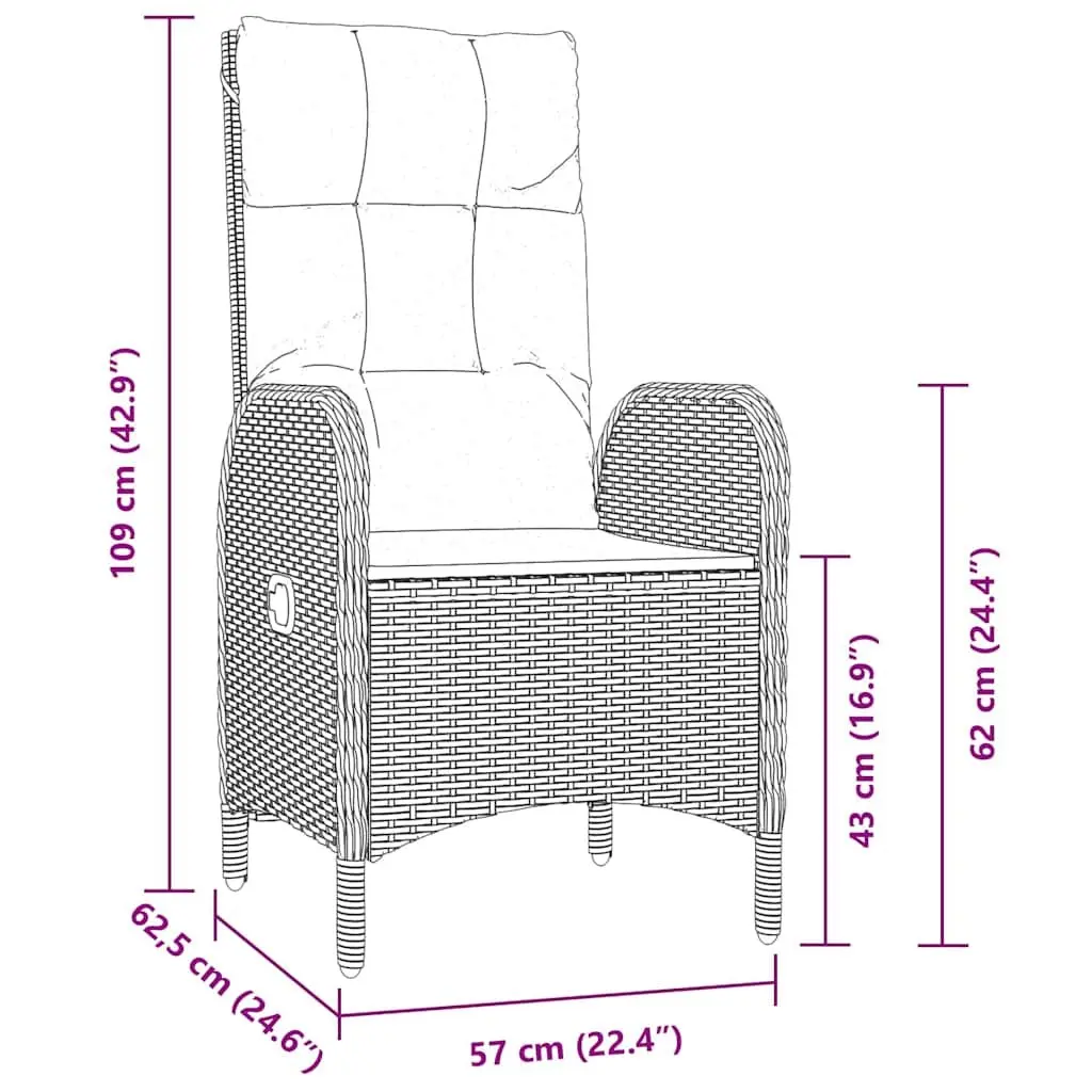 Outdoor Dining Set Grey Poly Rattan 5-Piece with Cushions Modern Furniture