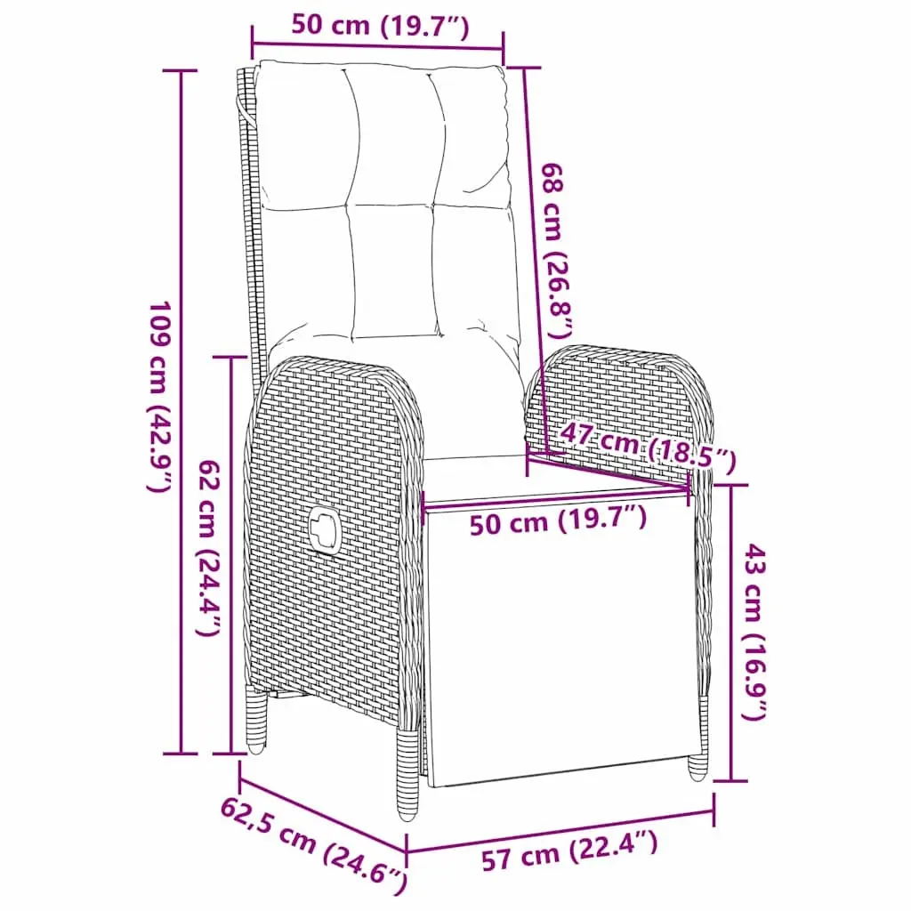 Garden Dining Set Grey Poly Rattan 7 Pieces Outdoor Furniture with Cushions