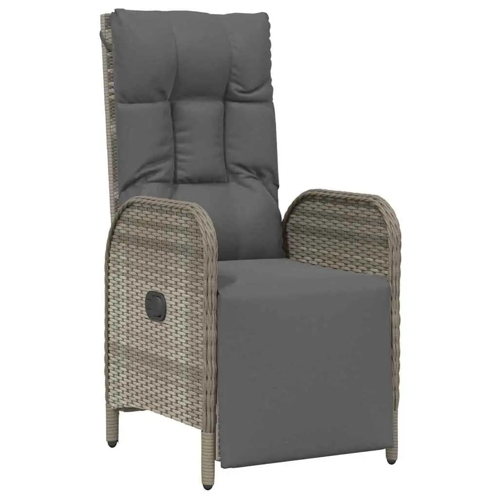 Garden Dining Set Grey Poly Rattan 7 Pieces Outdoor Furniture with Cushions