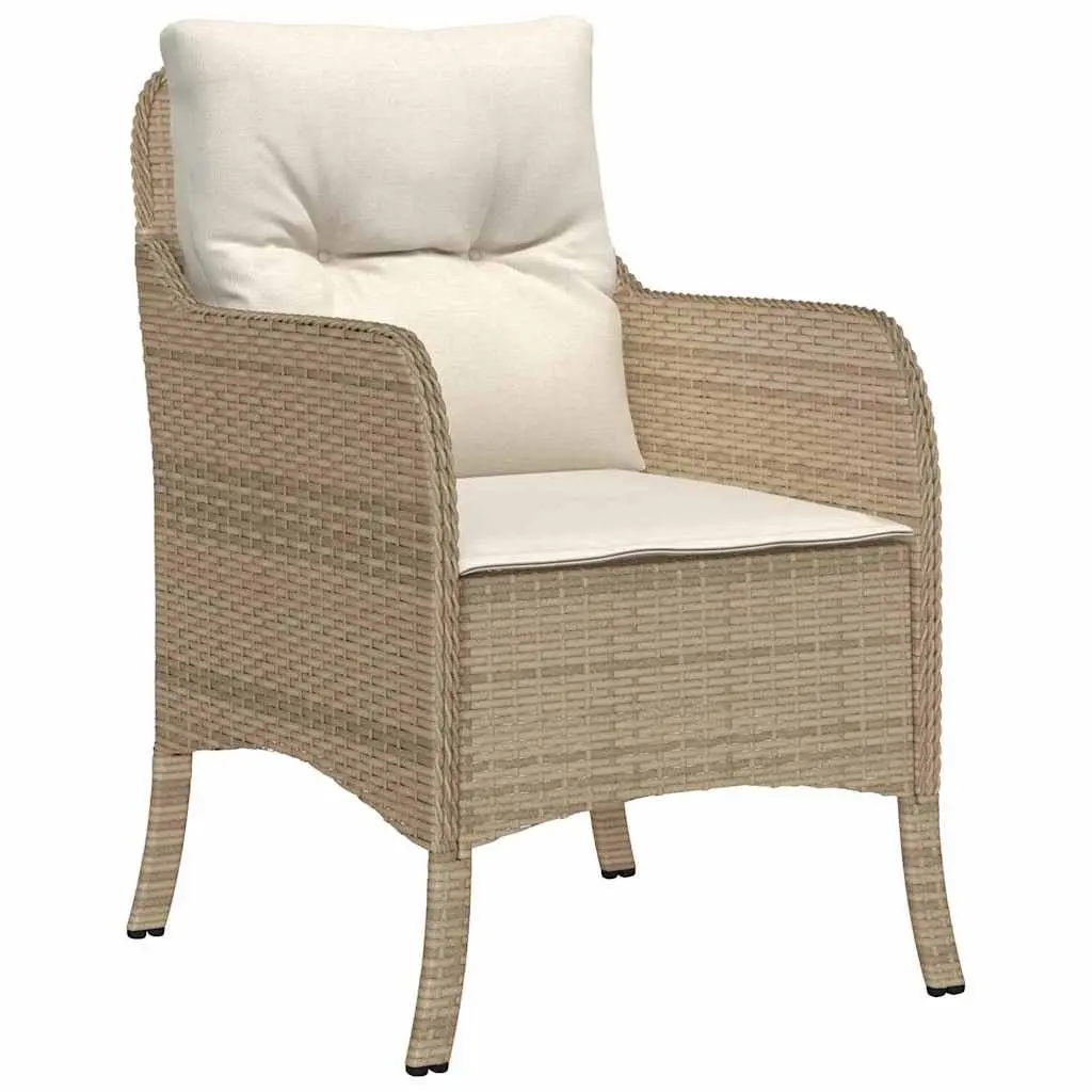 Garden Dining Set Modern 3 Piece Outdoor Furniture with Cushions Beige Poly Rattan