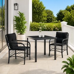Friendly 3-Piece Black Rattan Garden Dining Set