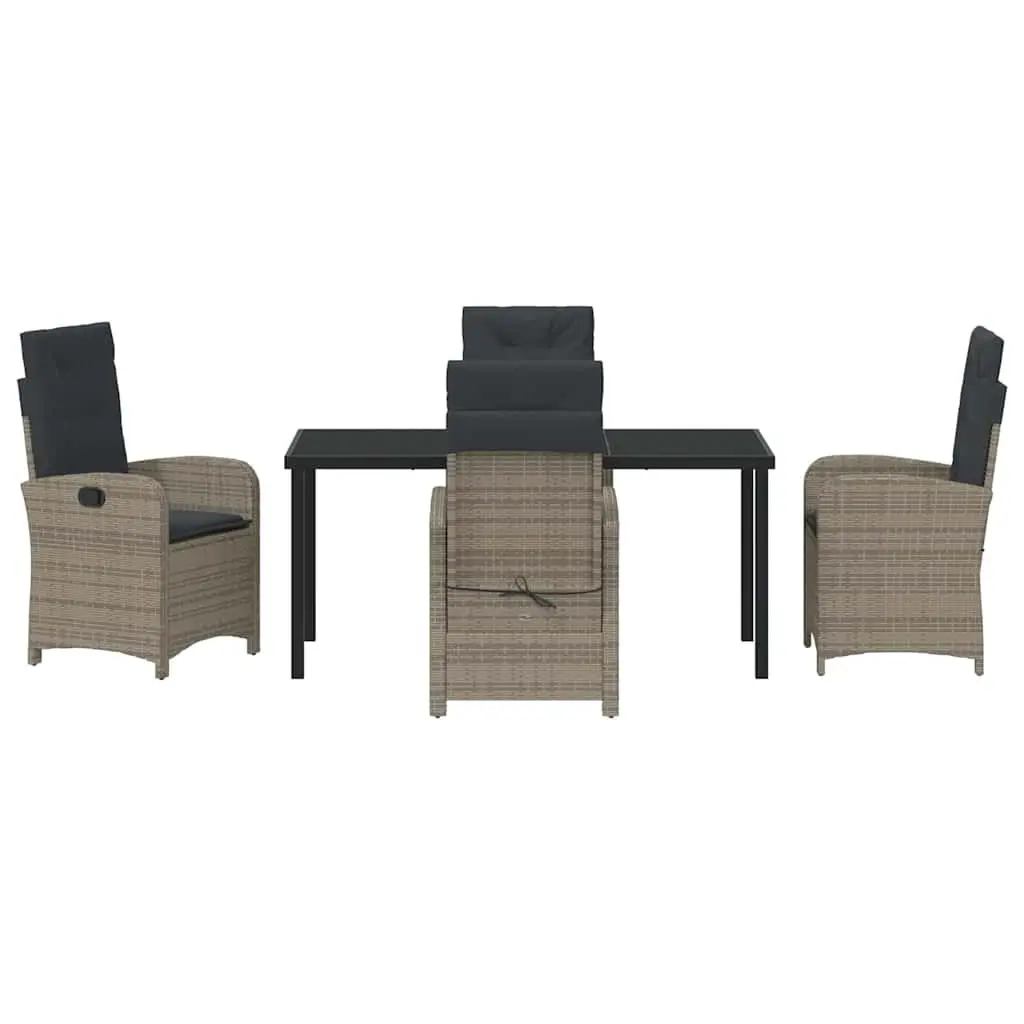 Garden Dining Set Modern Outdoor Furniture 5 Piece Grey Poly Rattan with Cushions