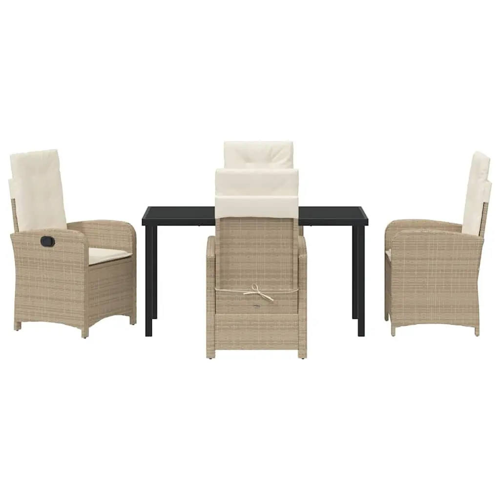 Garden Dining Set 5 Pieces Outdoor Furniture with Cushions Beige Poly Rattan
