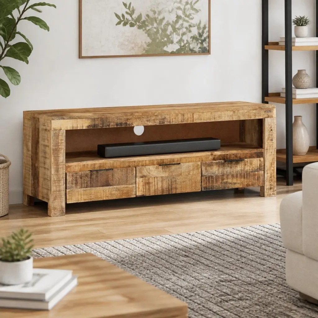 TV Cabinet Wooden Media Unit with Drawers 110x30x40 cm